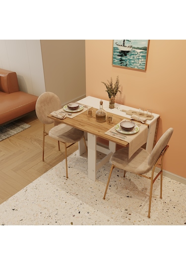 Pratik Katlanır Mutfak Yemek Çalışma Masası - 6 Kişilik - %100mdf