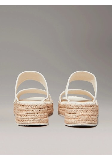 Calvin Klein Kadın Tuval Platform Espadril Sandalet Beyaz Calvin Klein Kadın Tuval Platform Espadril Sandalet Beyaz