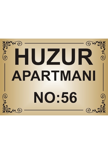 Apartman İsim Tabelası Mod5  Aliminyum AYNALI Gold  Metal Levha