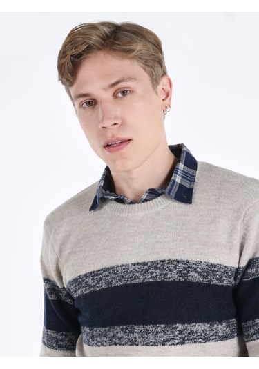 Colins Regular Fit Bisiklet Yaka Bej Erkek Kazak Cl1065734 Bej