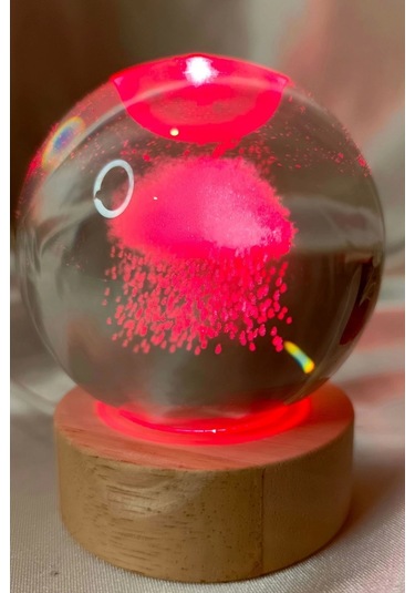 3d Led Işık Cam Küre Çok Işıklı Yağmur 7 Cm Kablolu