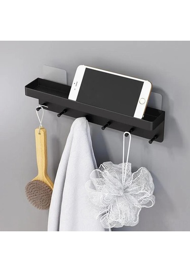 Youmex Mat Siyah Duvar Tipi Organizatör, 6 Çelik Kanca İle Anahtar, Gözlük, Cüzdan Ve Küçük Eşyalarınızı Düzenleyin - Eviniz İçin Pratik Ve Modern Çözüm Siyah