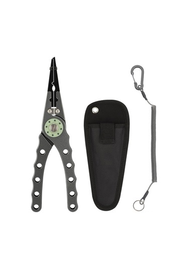 Mufunye Gri Işıklı Balıkçı Pensi - Çelik Tungstenlı Çok Fonksiyonlu İp Kesici, İğne Çıkarıcı Alüminyum Araç