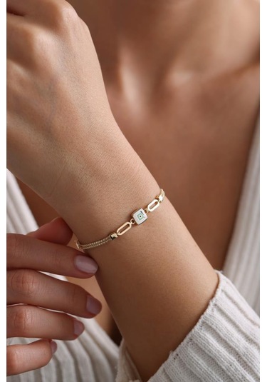 14 Ayar Altın Mineli Nazar Bileklik Sarı Altın