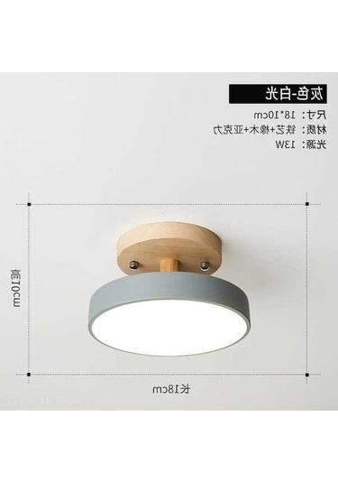 Opulentliving Gri Ahşap Giriş/balkon Led Avize, 18cm, 3 Renk Seçenek, Minimalist Koridor Lambası, Modern Tasarım Gri