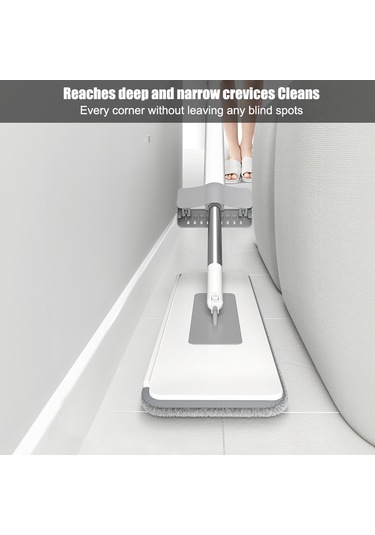 Yaozixa Ev Tipi Seramik Zeminler İçin El Yıkamadan Otomatik Sıkma, Kuru/ıslak Kullanim, Hızlı Kuruyan Lifli Mop - 2 Mop Bezi 1 Önceden Monte