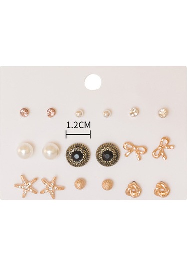 Wezone Kadınlar İçin 9 Çift Renkli Taki Alloy Mumluklı İki Mənşəli Gümüş Renkli Küçük Kolye Seti Diğer