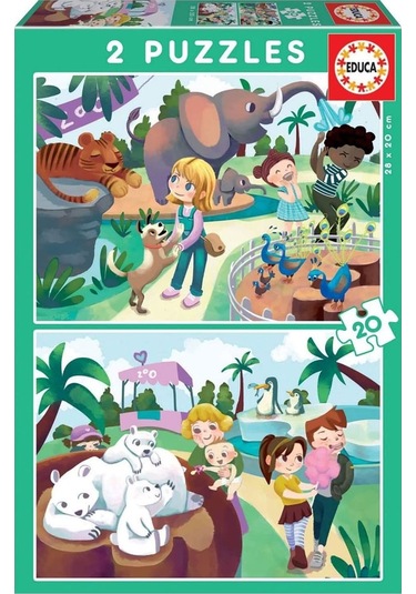 Educa Ahşap Puzzle 2X20 Hayvanat Bahçesi 18603