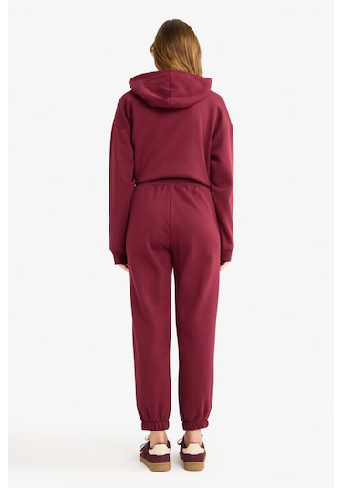 Defacto Basic Düz Cepli Beli Bağcıklı Kalın Jogger Eşofman Altı F9622ax25aubr115 Bordo
