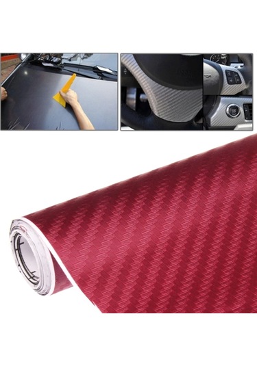 Araba Dekoratif 3d Karbon Fiber Pvc Çıkartması, Boyut: 152cm X 50cm Wind Red