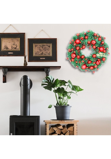 Ön Kapı 19.7" Yapay Noel Çelengi Altın Ve Gümüş Top