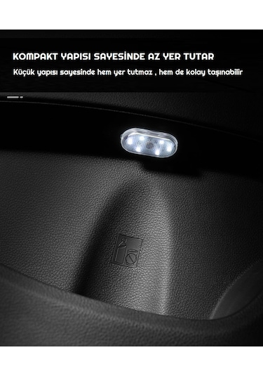 Dokunmatik Sensörlü Mini 6 Led Torpido Lambası Taşınabilir USB Şarjlı Mıknatıslı