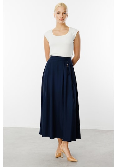 Ekol Kadın Beli Püskül Detaylı Etek 1064 Lacivert Lacivert