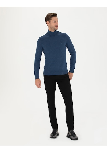 Pierre Cardin Erkek İndigo Melanj Triko Kazak 50276162-vr155 İndigo Melanj