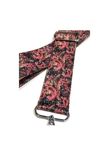 Karan Tuhafiye Otantik Desenli Çanta Sapı / Ayarlanabilir Palaska / Polyester Çanta Sapı Gülkurusu