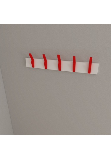 Hepsi3boyutlu Modern Duvar & Kapı Kanca Askılık - 5 Adet Kırmızı Kanca Askılık - Model No : 3 Kırmızı