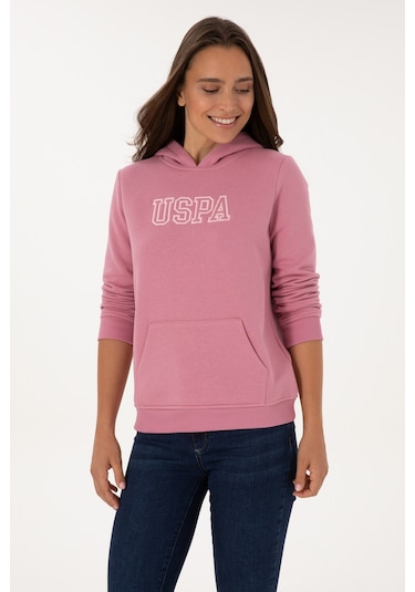 U.S. Polo Assn. Kadın Koyu Pembe Şardonlu Kapüşonlu Basic Sweatshirt 50313566-VR167 U.S. Polo Assn. Kadın Koyu Pembe Şardonlu Kapüşonlu Basic Sweatshirt 50313566-VR167