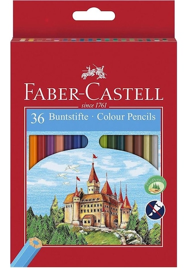 36 Lı Kuru Boya Kalemi Karton Kutu 1 Paket 36 Renk Faber Kuruboya Tam Boy Renkli Kalem Çok Renkli