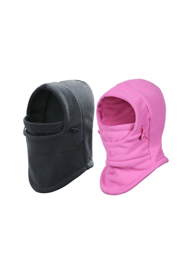 Wezone Çocuklar İçin Polar Balakava - Kışlık Sıcak, Rüzgar Geçirmez Ve Nefes Alabilir Yüz Maskesi Açık Gül Kırmızısı/koyu Gri