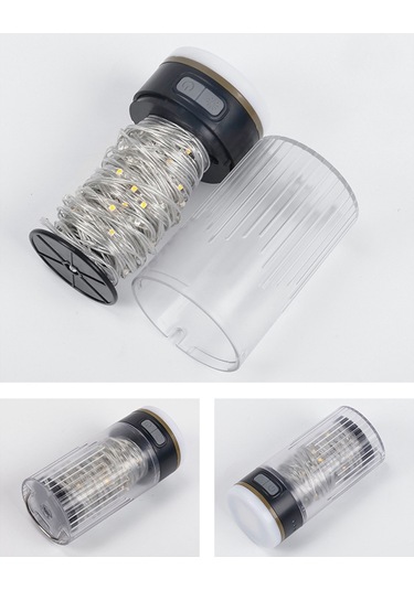 Wezone 10 Metre Ip45 Su Geçirmez Kamp Lambası - 6 Aydınlatma Modu, 1200mah Pil Ve Powerbank Özelliği, Sarı Işık, Kolay Saklama Tekerlekli Işık Şeridi Sarı