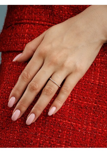 Veronika 925 Ayar Gümüş Alyans - Altın Kızarmış Şeritli 79989615 Altın