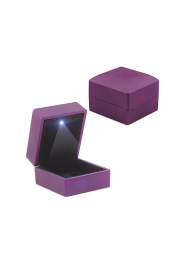 Özer Kutu Işıklı Yüzük & Alyans Kutusu Mor