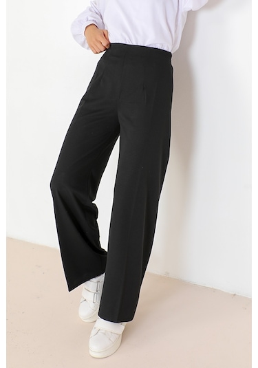 Bestenur Palazzo Scuba Kadın Pantolon 866 - Siyah