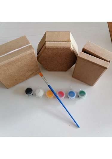 Ahşap Kutu Boyama Seti 5 Parça Boyanabilir Oyuncak