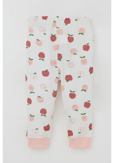 Breeze Kız Bebek Pijama Takımı Omuzdan Patlı Sevimli Minik Elma Desenli 4 Ay-1 Yaş, Ekru Ekru