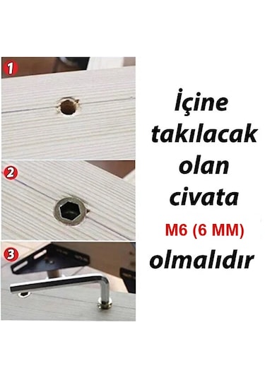 Metal Ahşap Dübeli - M6 8x13 - Mobilya Bağlantı Ünite Birleştirme