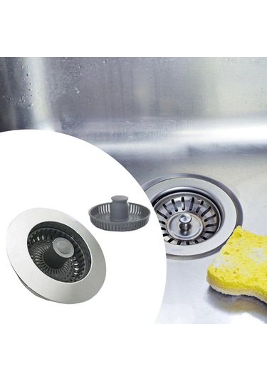 Homyl Mutfak Lavabosu Tahliye Süzgeci Hafif Paslanmaz Koku Gümüş