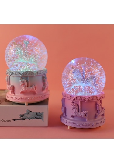 Atlı Karınca Unicorn Mini Işıklı Kar Küresi Ve Müzik Kutusu
