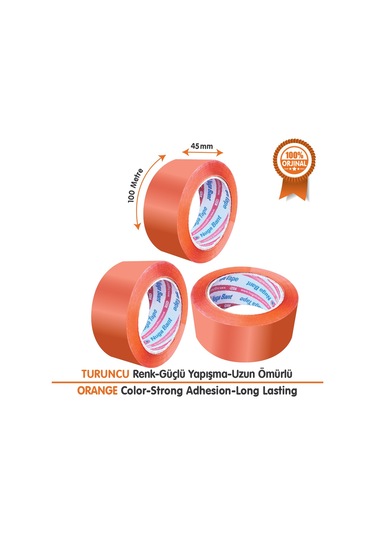 Nuga Bant 45x100 Turuncu Renkli - 6 Adet Hotmelt Koli Bandı