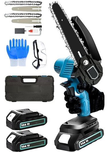 Moonshop TS02 128VF 12AH Çift Bataryalı Şarjlı Dal Budama Testere Mavi