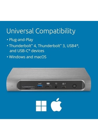 Kensington Usb4 Dörtlü 4k Ekran Bağlantı İstasyonu Sd5800t Quad 4k 100w Thunderbolt 4
