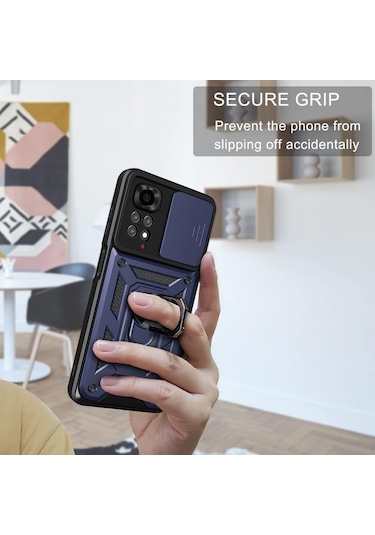 Xiaomi Redmi Note 11 Pro 4g Kılıf Kamera Koruma Sürgülü Antishock Magnetic Yüzüklü Standlı Kapak