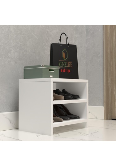 Kenzlife Ayakkabılık Konevi Mat Beyaz Suntalam 035 040 30 Dört Çift Ayakkabı Kapasitesi Arkalıksız Beyaz