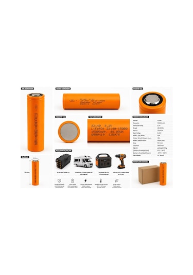 Ortec 32140 3.2v 15ah 2c Lifepo4 Silindirik Pil Hücresi
