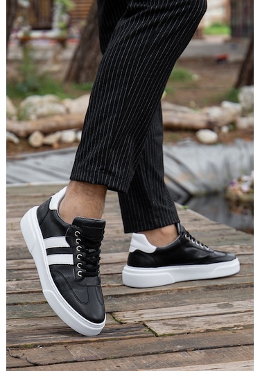 Saphiro Günlük Ortopedik Erkek Sneaker Spor Ayakkabı Siyah-beyaz