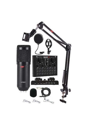 Lastvoice Bm800 Live Set Efektli Ses Kartı Mikrofon Stand Kayıt C