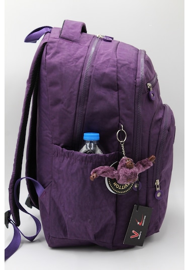 Suya Dayanıklı Krinkıl Kumaş Mor Unisex Okul Çantası 18