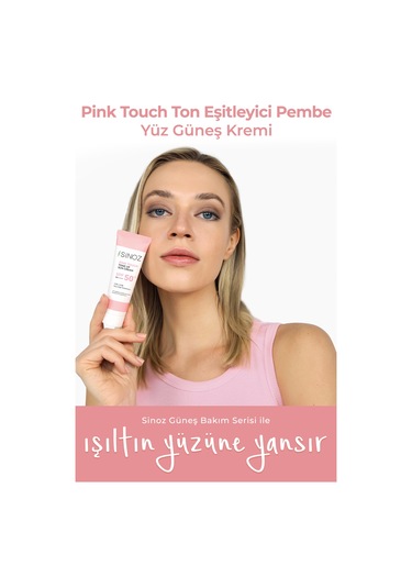 Sinoz SPF50+ Pink Touch Ton Eşitleyici Pembe Yüz Güneş Kremi PA++++ 50 ML