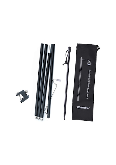 Moveevo Alüminyum Çift Kullanimlı Kamp Işığı Tutucu - Çekirdekli, Katlanabilir, Taşınabilir - Masa/toprak Tabanlı, Siyah Siyah