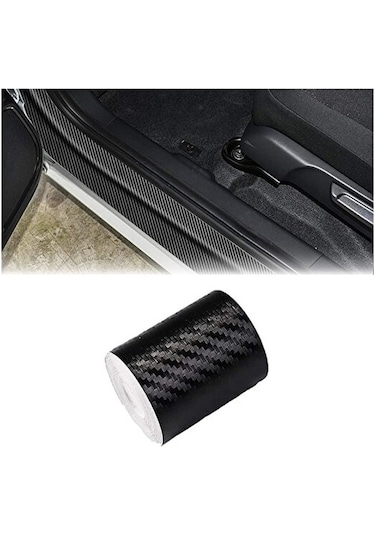 15cmx3mt Siyah Karbon Şerit Folyo Araç Kapı Direk Eşik Çıta Kap