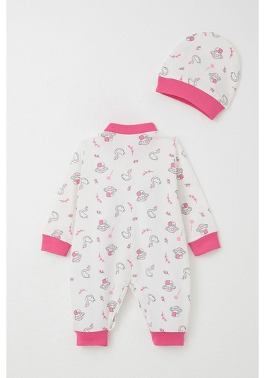 Breeze Kız Bebek Tulum Sevimli Prenses Kuğu Desenli 0-6 Ay, Beyaz Beyaz