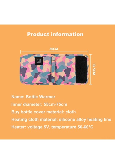 Reedark Usb Şarjlı Bebek Biberon Isıtıcı Kılıfı - Multifonksiyonel Isı Kontrol - Dayanıklı Poliester - Mavi Kamuflaj Desenli