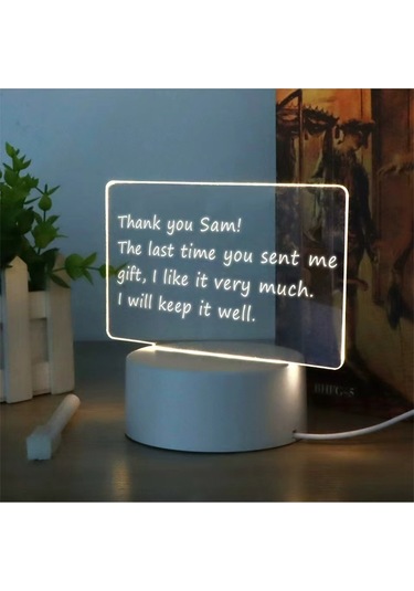 Yaratıcı Led Yazı Tahtası 7 Renkli Gece Lambası, Dokunmatik Ve Uzaktan Kumanda 3 Çok Renkli