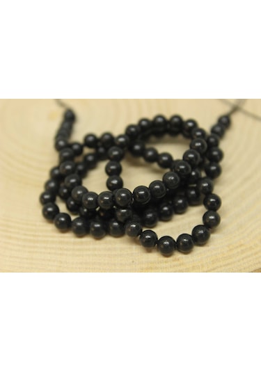 Shungite (Şungit) Taşı Yarım Dizi 4 MM 18 CM Gümüş