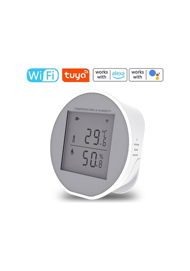 Alexa Ve Google Home İle Uyumlu Yüksek Ve Düşük Sıcaklık Nem Monitörü Beyaz