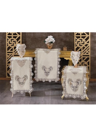 Katre Keten 5 Parça Salon Takımı Cappucino Cappuccino